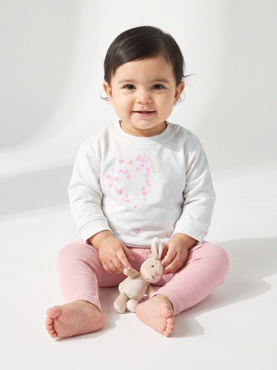 Baby Girls Off-White Cotton Graphic Print Sweatshirt