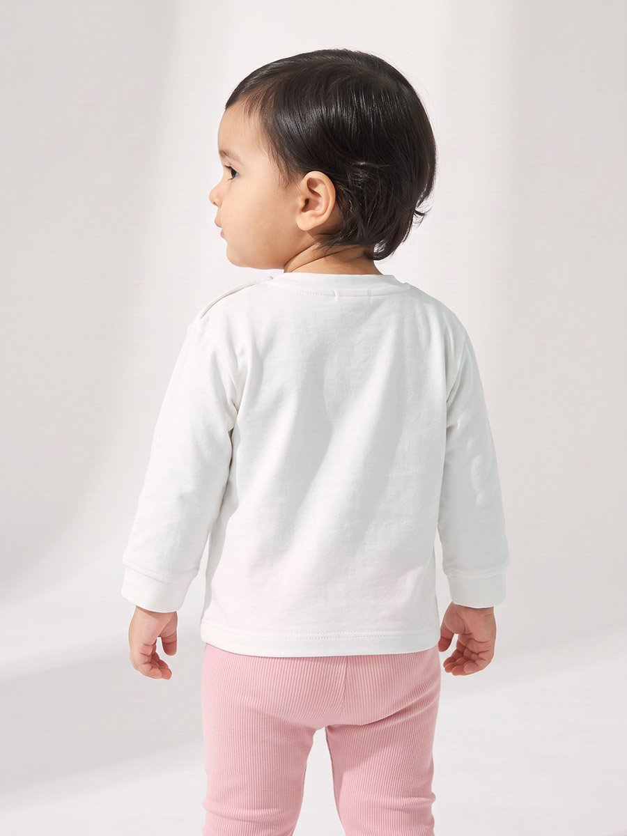 Baby Girls Off-White Cotton Graphic Print Sweatshirt