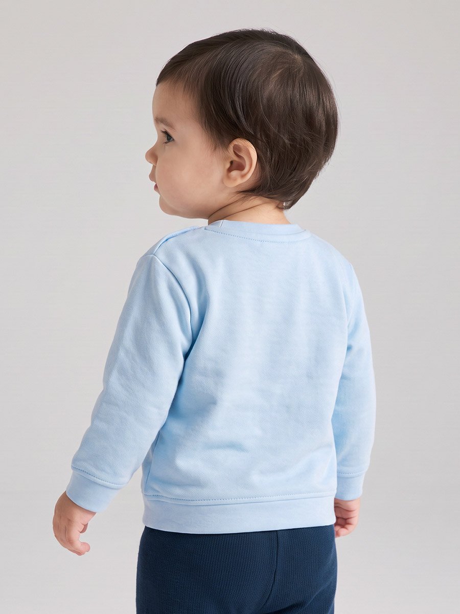 Baby Girls Light Blue Cotton Graphic Sweatshirt