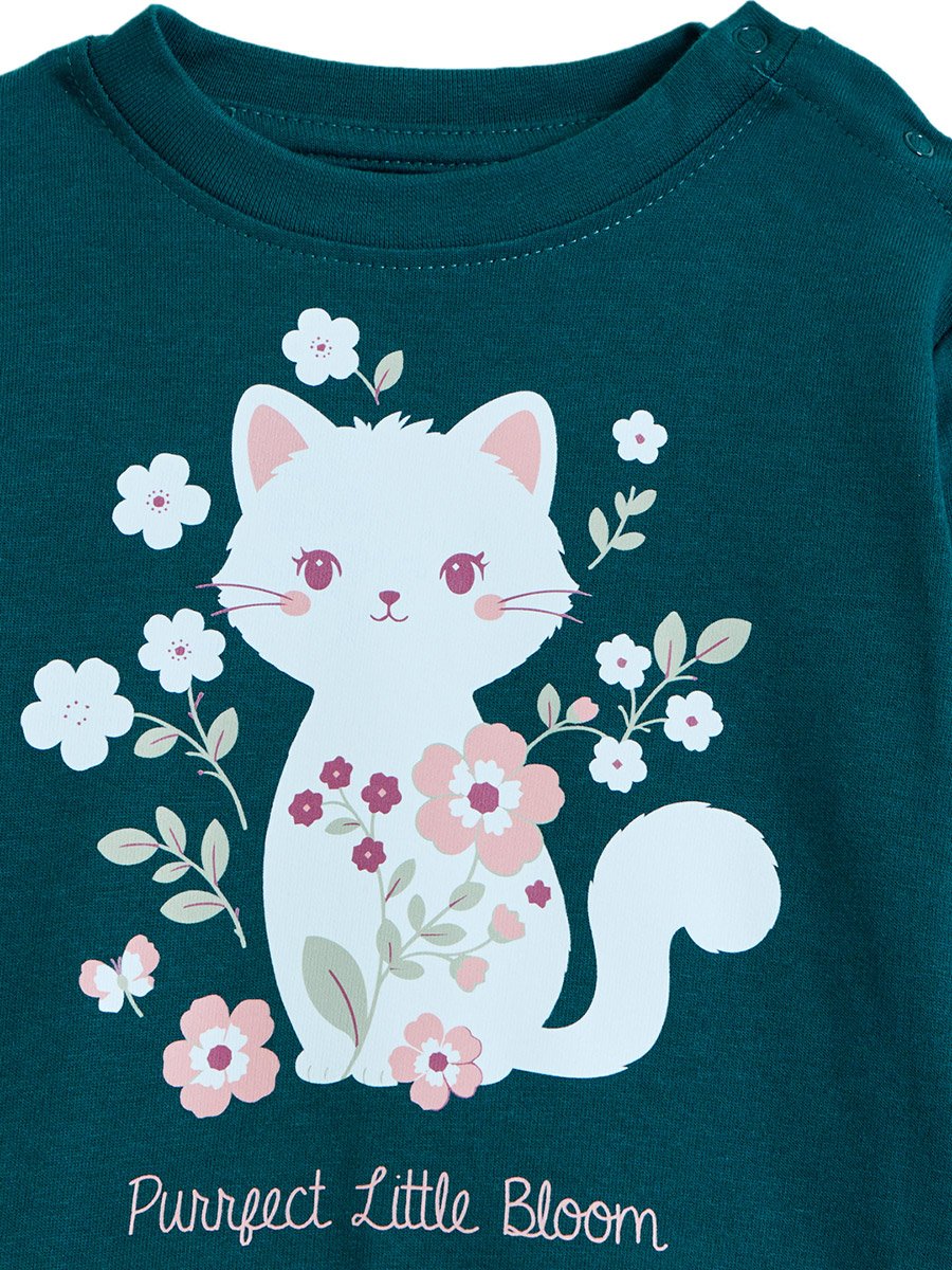 Baby Girls Green Cotton Graphic Sweatshirt