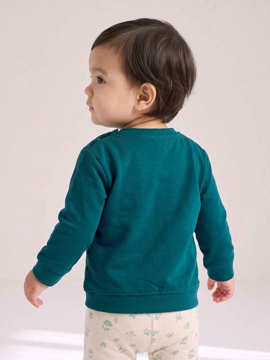 Baby Girls Green Cotton Graphic Sweatshirt