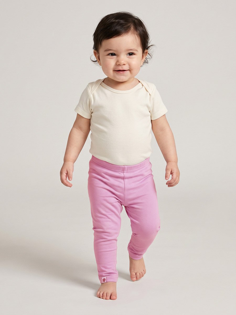 Baby Girls Pink Full Length Leggings with Badge