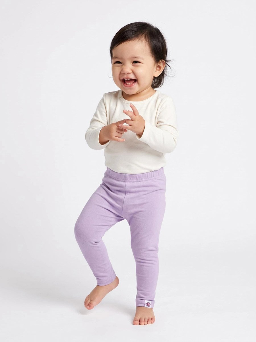 Baby Girls Purple Full Length Leggings with Badge