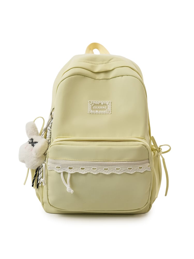 Nylon Plain Yellow Backpack