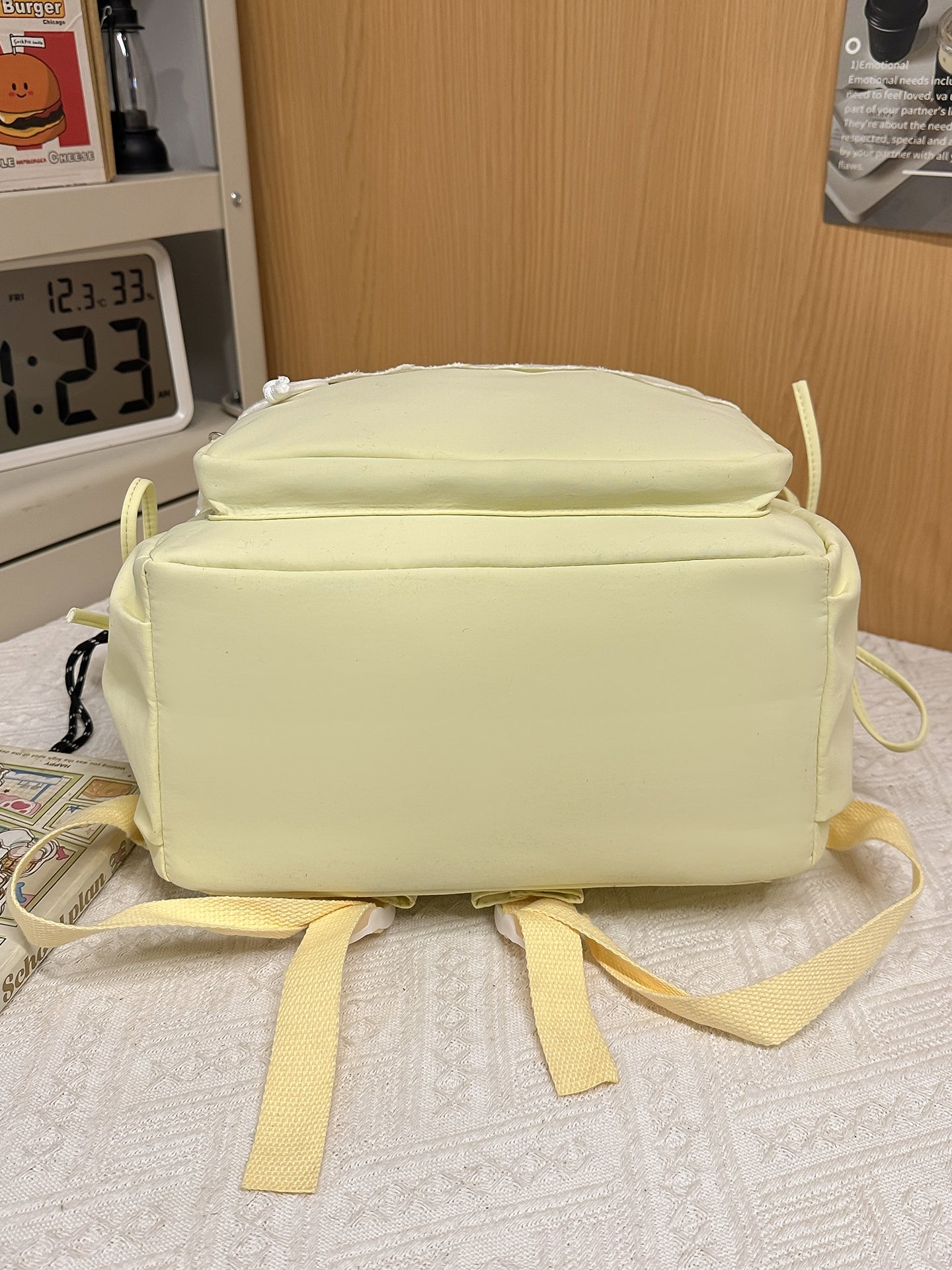 Nylon Plain Yellow Backpack
