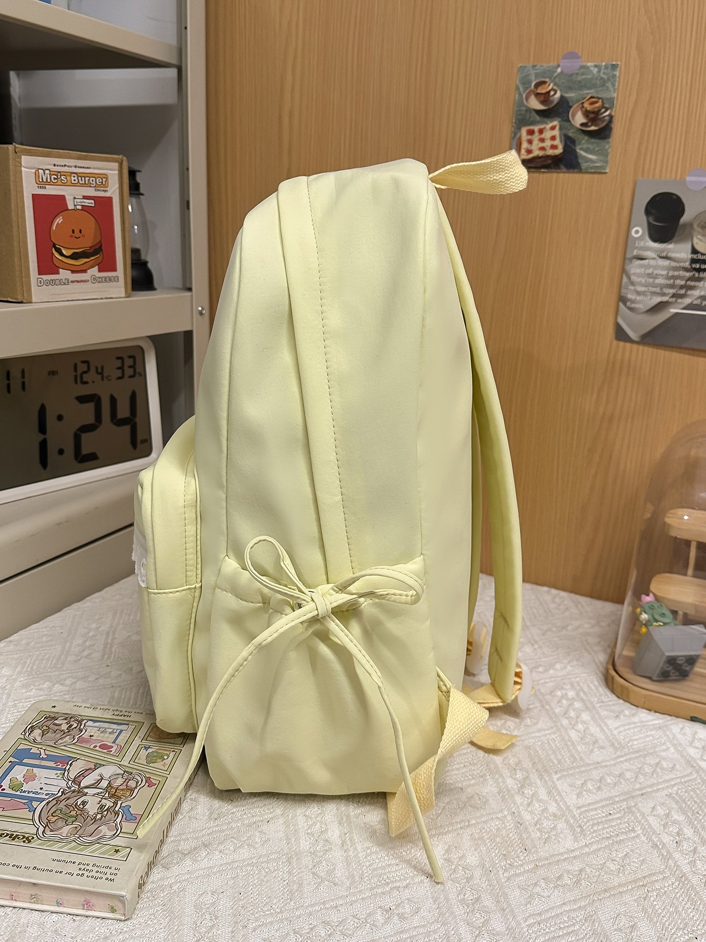 Nylon Plain Yellow Backpack