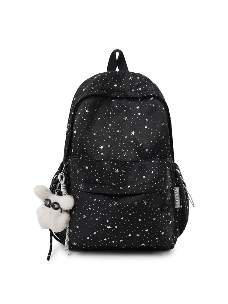Black Star Print Nylon Backpack