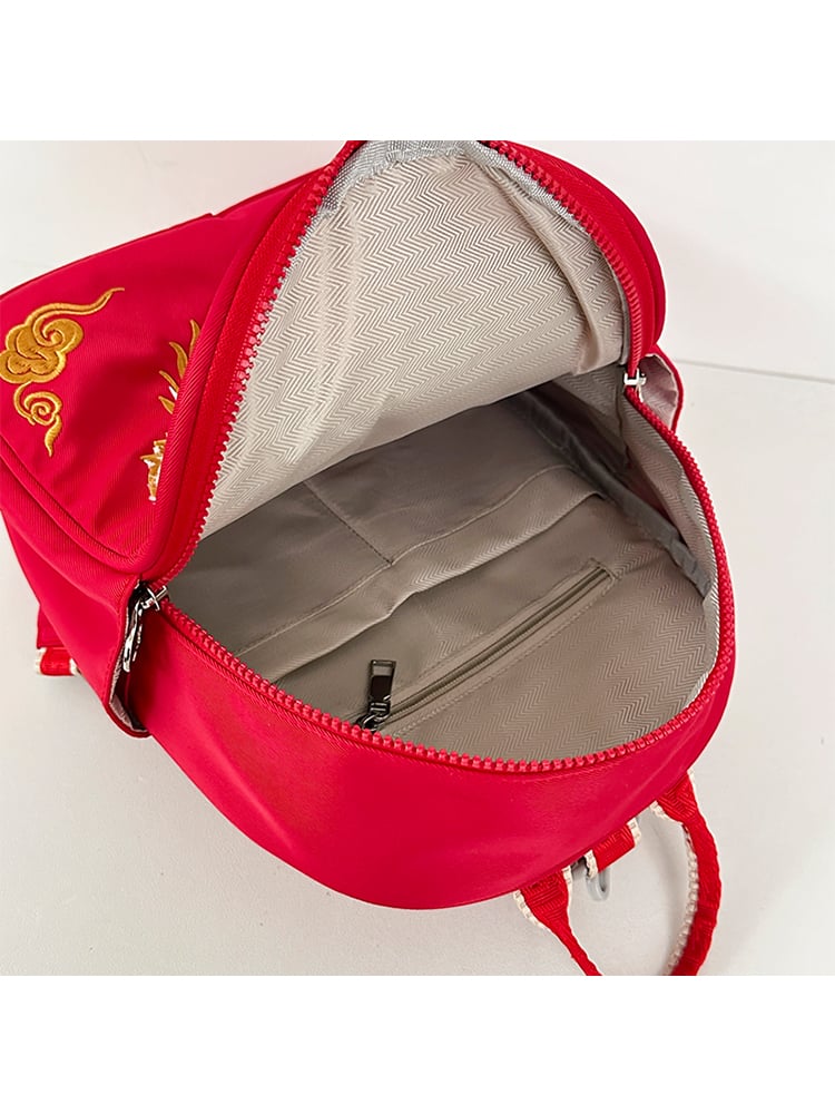 Kids Red Nylon Lion Dance Backpack