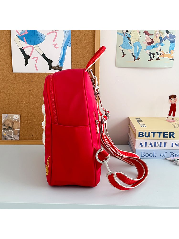Kids Red Nylon Lion Dance Backpack