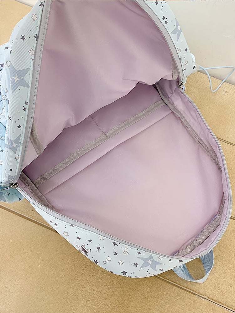 White Star Pattern Nylon Backpack