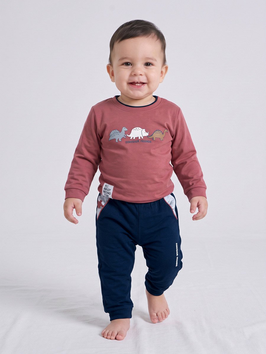 Baby Boy Dinosaur Friends Cotton T-Shirt and Joggers Set