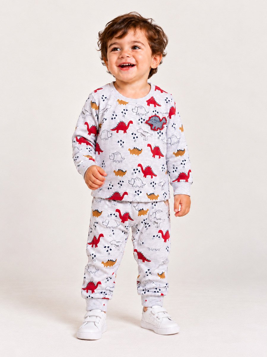 Baby Boy Dinosaur Print Cotton T-Shirt and Joggers Set