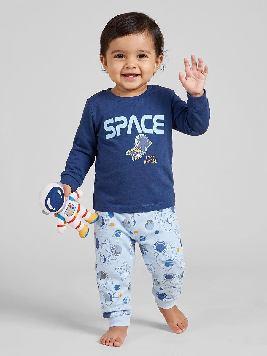 Baby Boy Space Explorer Cotton T-Shirt and Joggers Set
