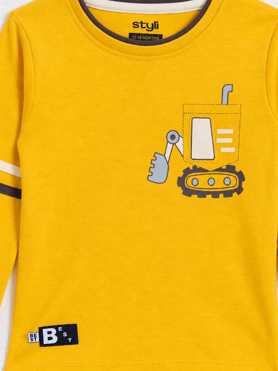 Baby Boy Graphic Long Sleeve Cotton T-Shirt and Joggers Set