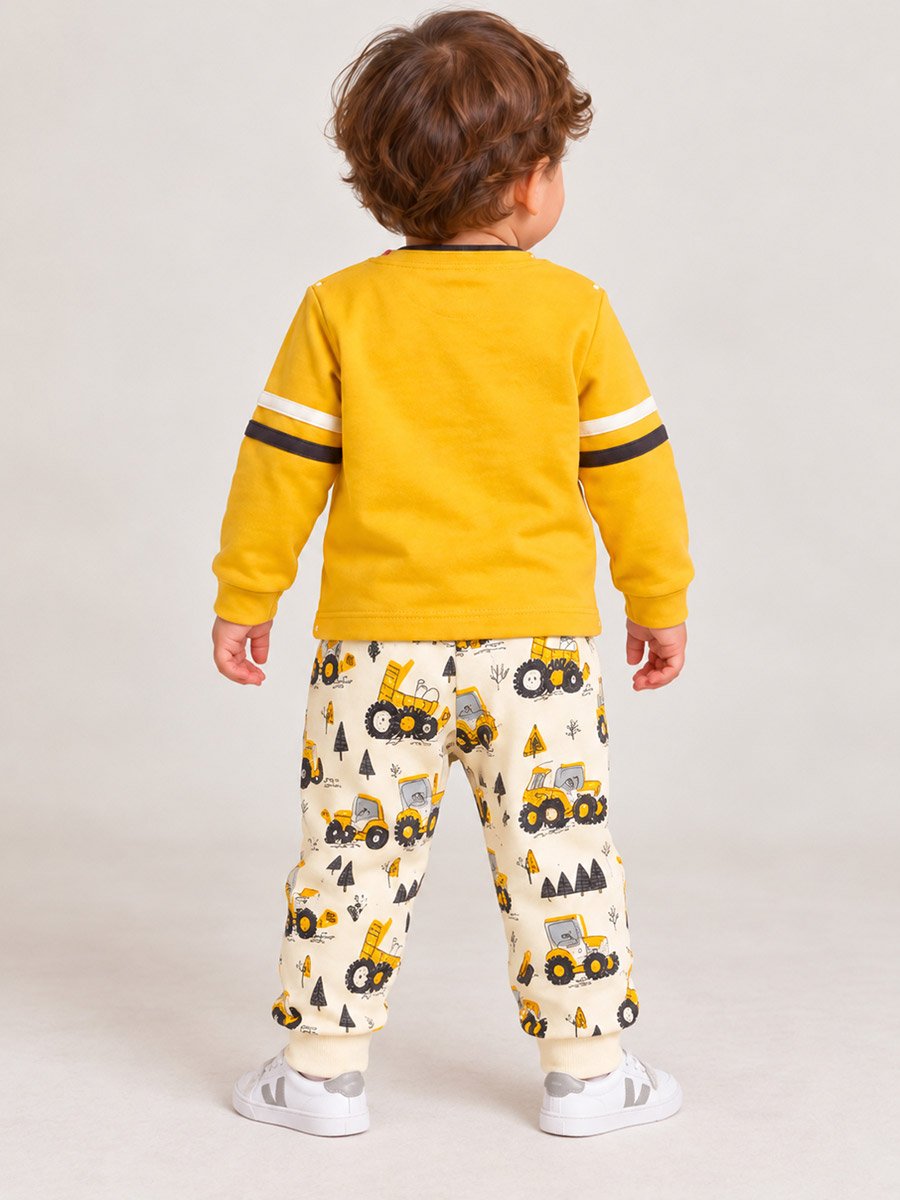 Baby Boy Graphic Long Sleeve Cotton T-Shirt and Joggers Set