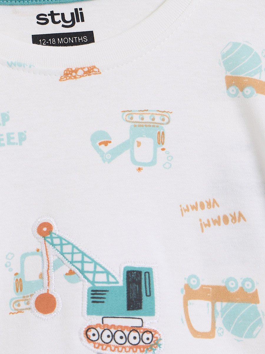 Baby Boy Cotton Graphic Long Sleeve T-Shirt and Joggers Set