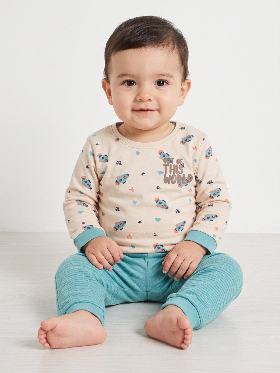 Baby Boy Cotton Long Sleeve Top and Joggers Set