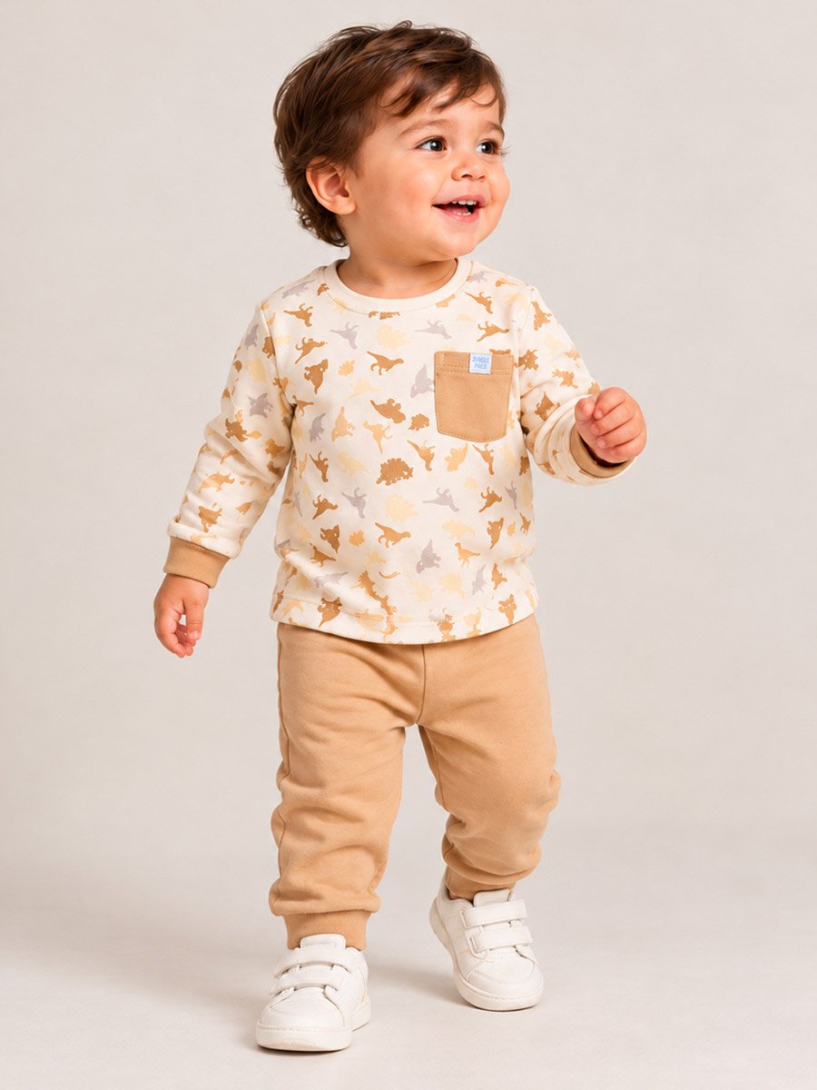 Baby Boy Dinosaur Print Cotton T-Shirt and Joggers Set