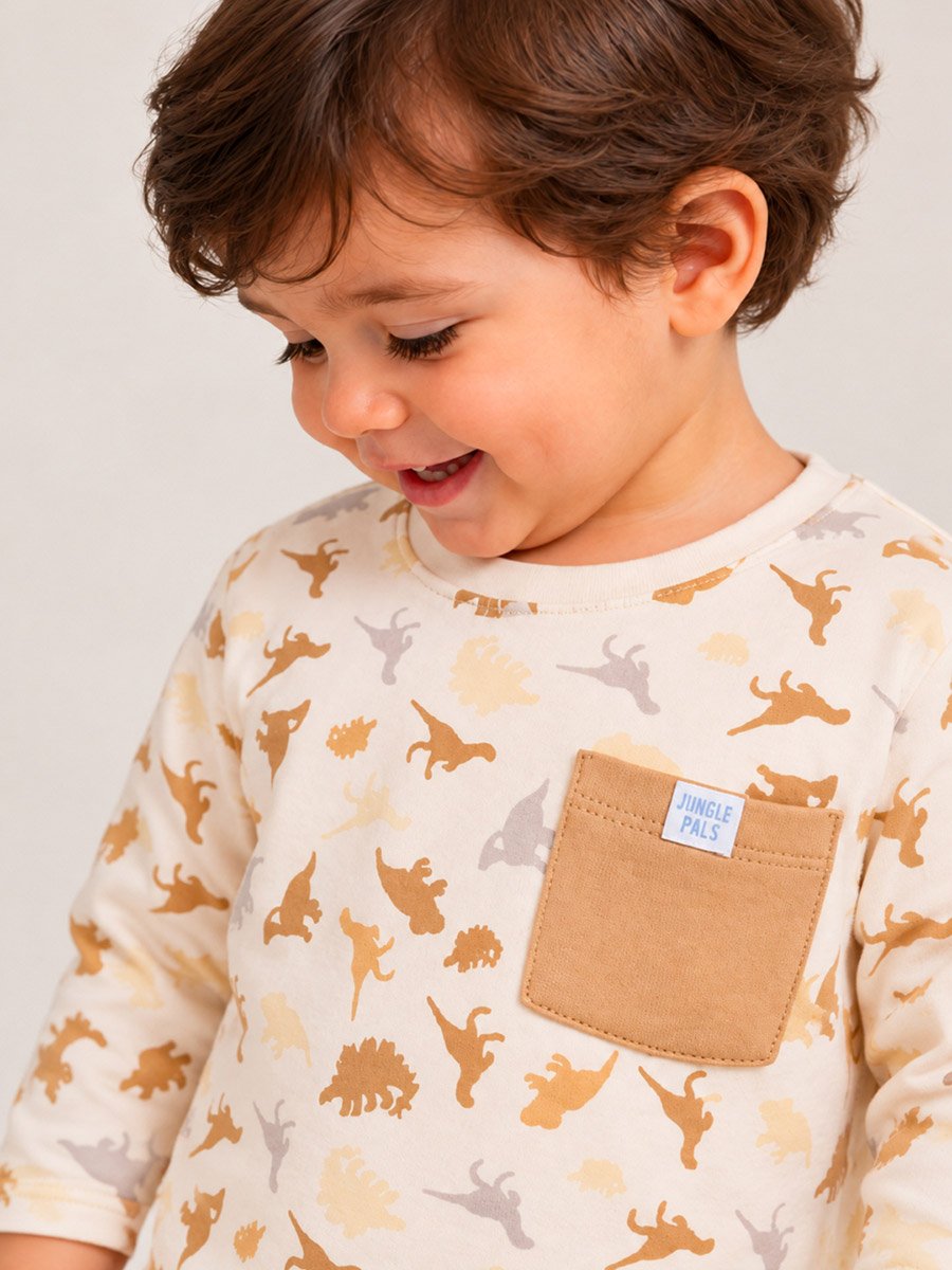 Baby Boy Dinosaur Print Cotton T-Shirt and Joggers Set