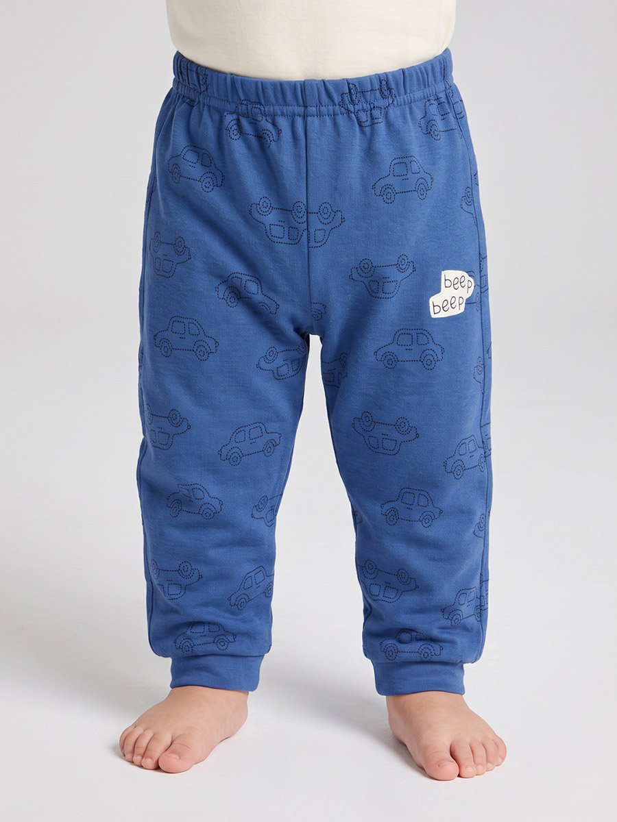 Baby Boy Cotton Car Print Long Sleeve T-Shirt and Joggers Set