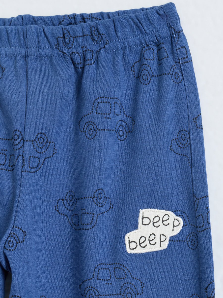 Baby Boy Cotton Car Print Long Sleeve T-Shirt and Joggers Set