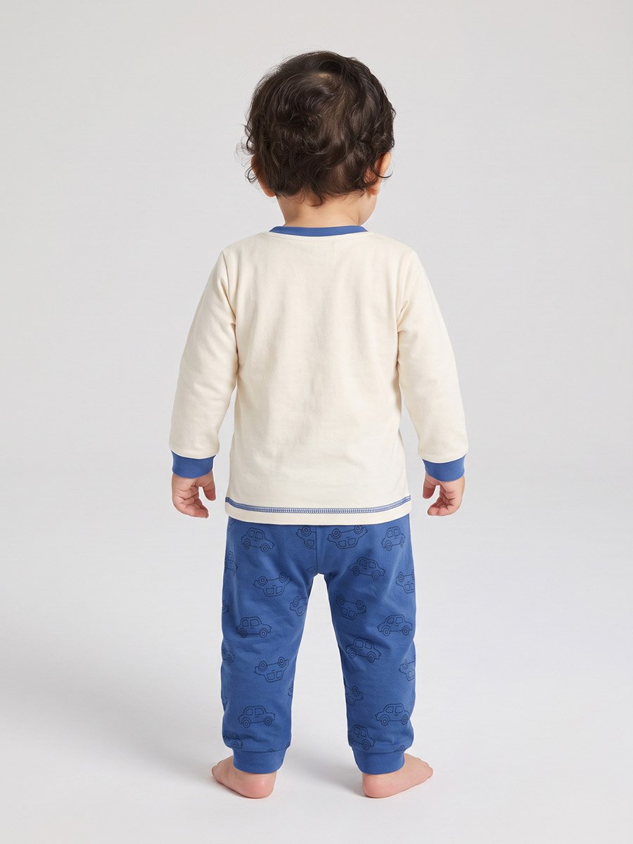 Baby Boy Cotton Car Print Long Sleeve T-Shirt and Joggers Set