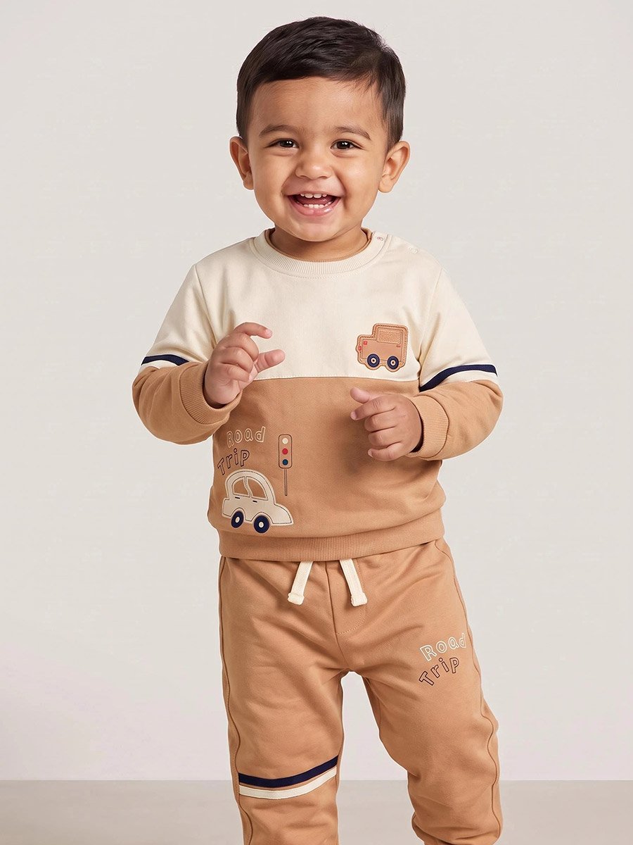 Baby Boy Color Block Sweat Top and Joggers Set