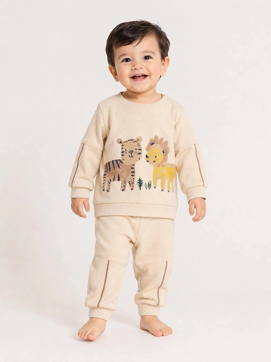Baby Boy Cotton Graphic Sweat Top and Joggers Set