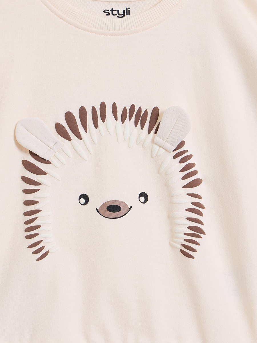 Baby Beige Cotton Round Neck Sweat Top and Joggers Set