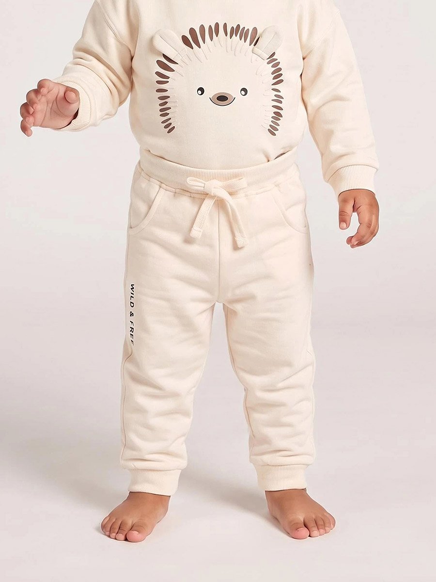 Baby Beige Cotton Round Neck Sweat Top and Joggers Set