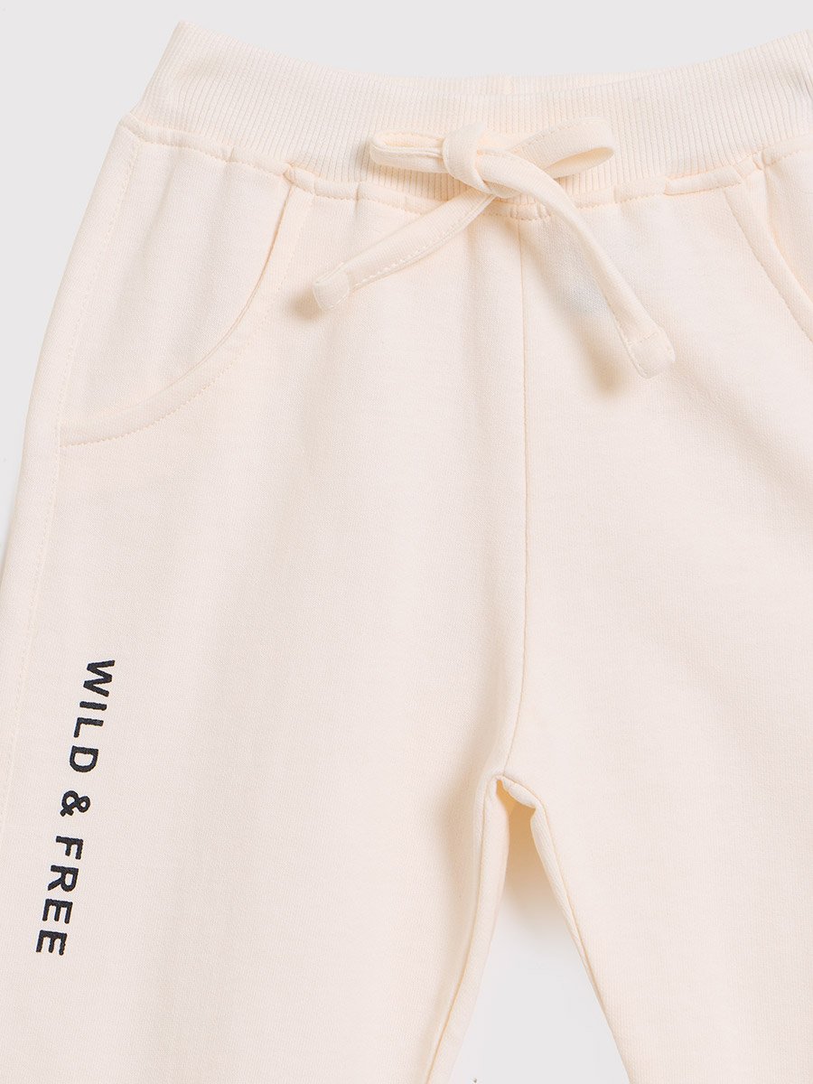 Baby Beige Cotton Round Neck Sweat Top and Joggers Set