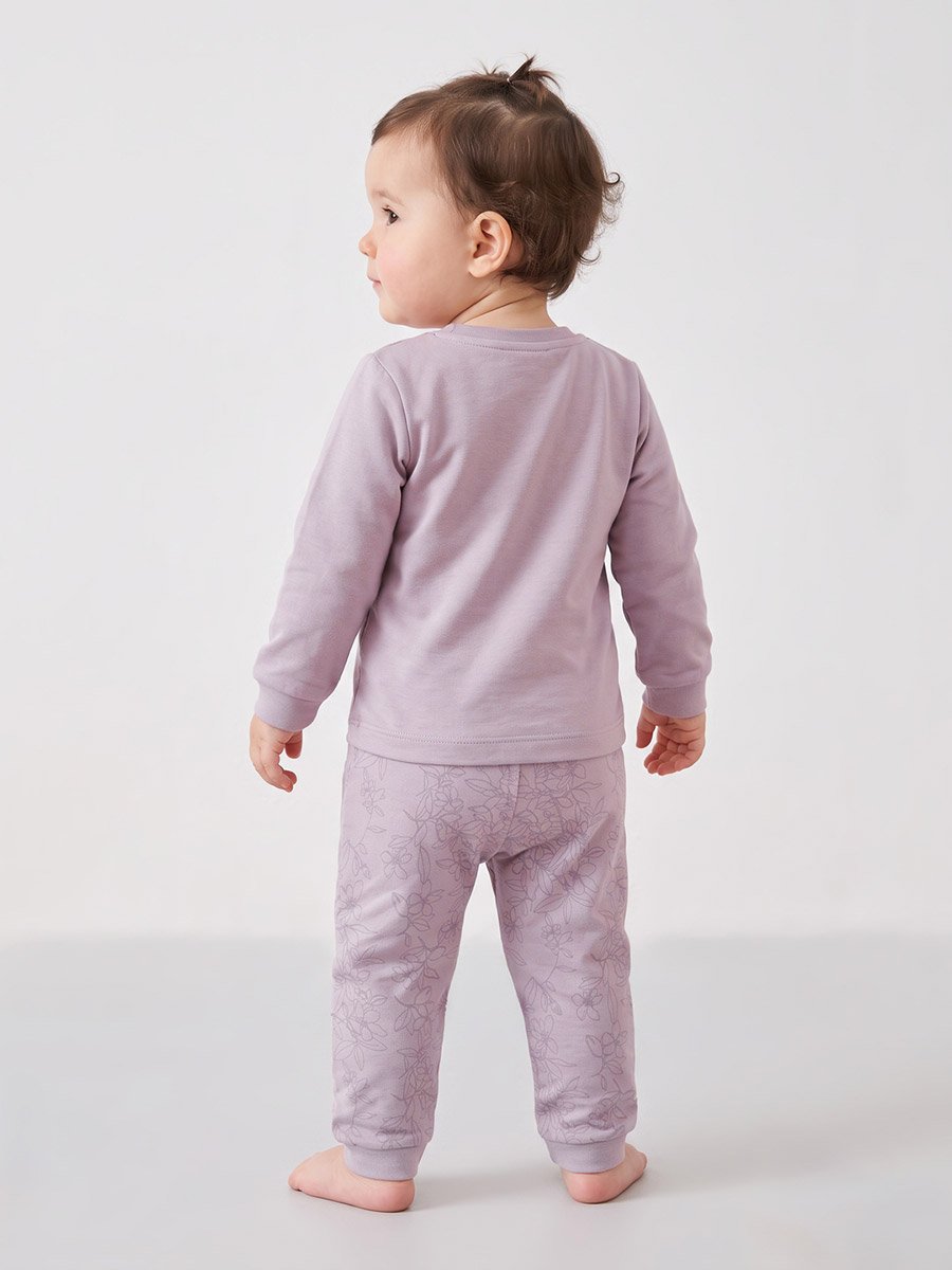 Baby Girl Purple Cotton Knitted Long Sleeve Top and Joggers Set