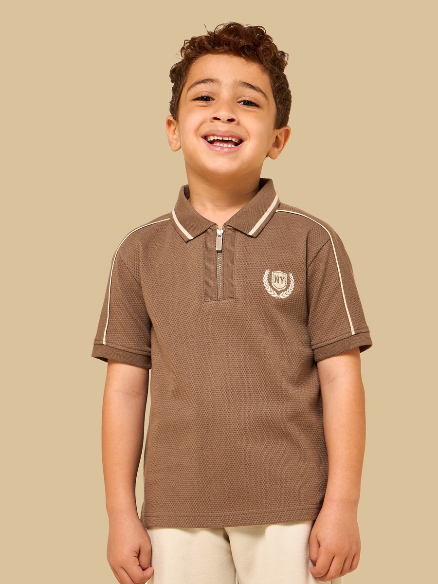 Tipping Detail Half-Zip Polo T-Shirt