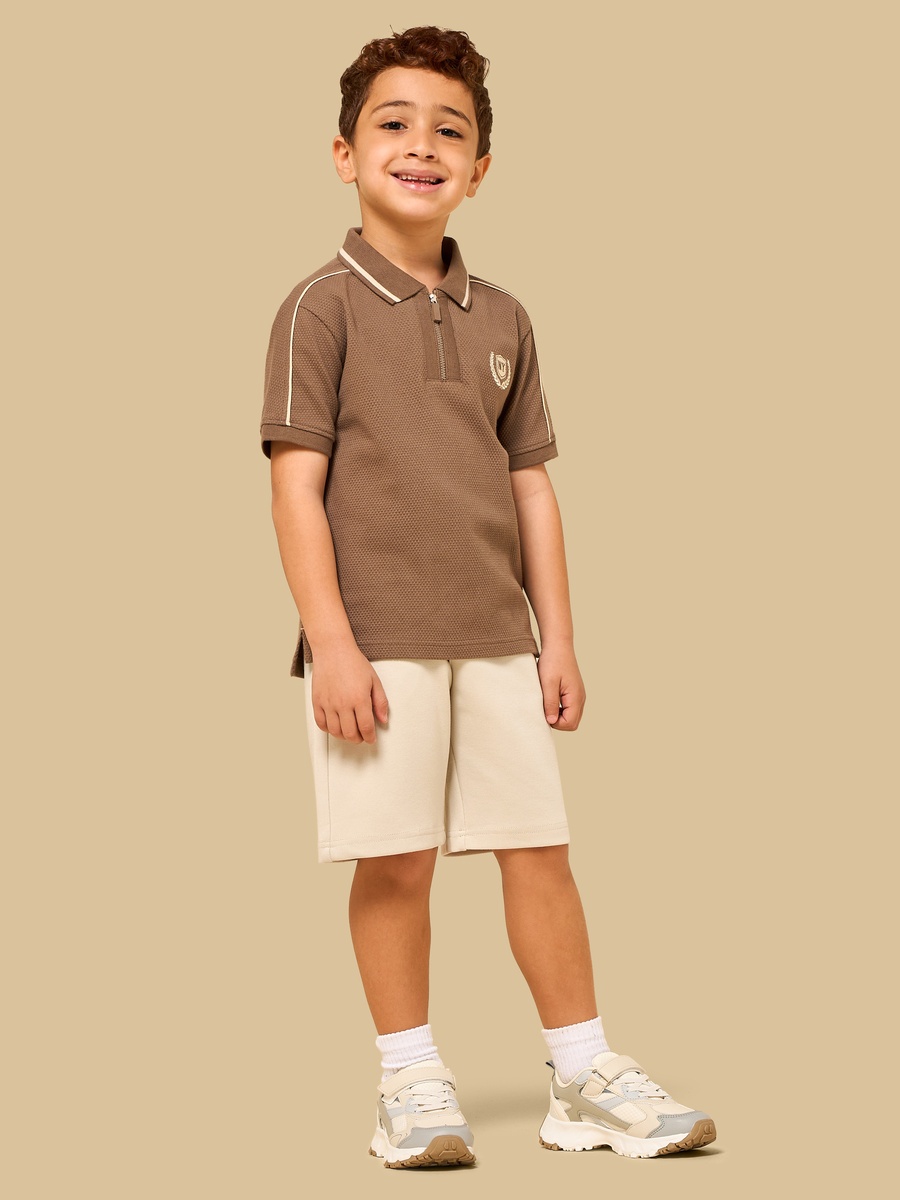 Tipping Detail Half-Zip Polo T-Shirt