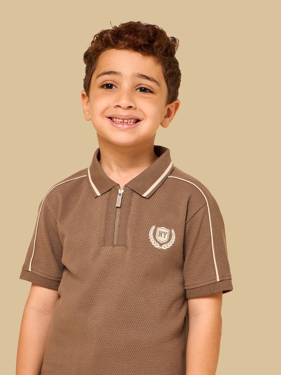 Tipping Detail Half-Zip Polo T-Shirt