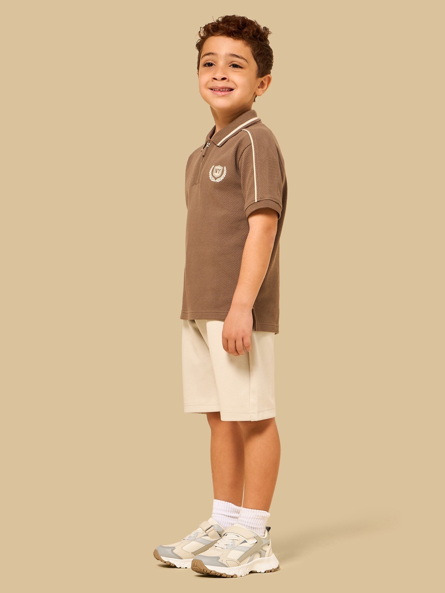 Tipping Detail Half-Zip Polo T-Shirt