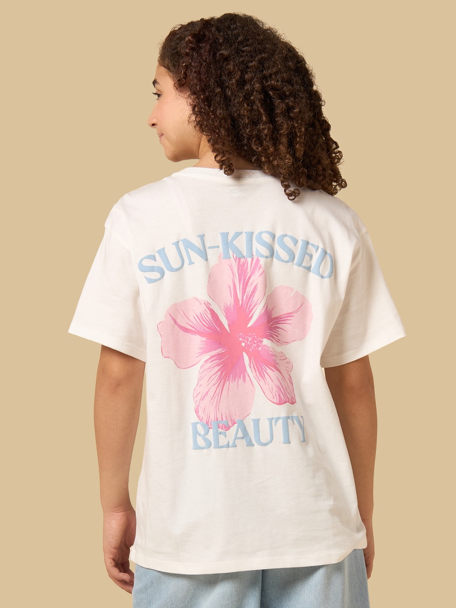 Hibiscus Print Oversized Cotton T-Shirt