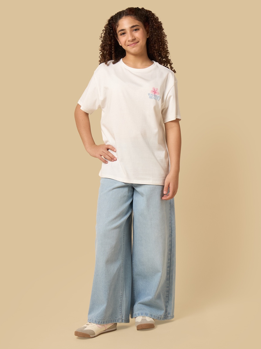 Hibiscus Print Oversized Cotton T-Shirt