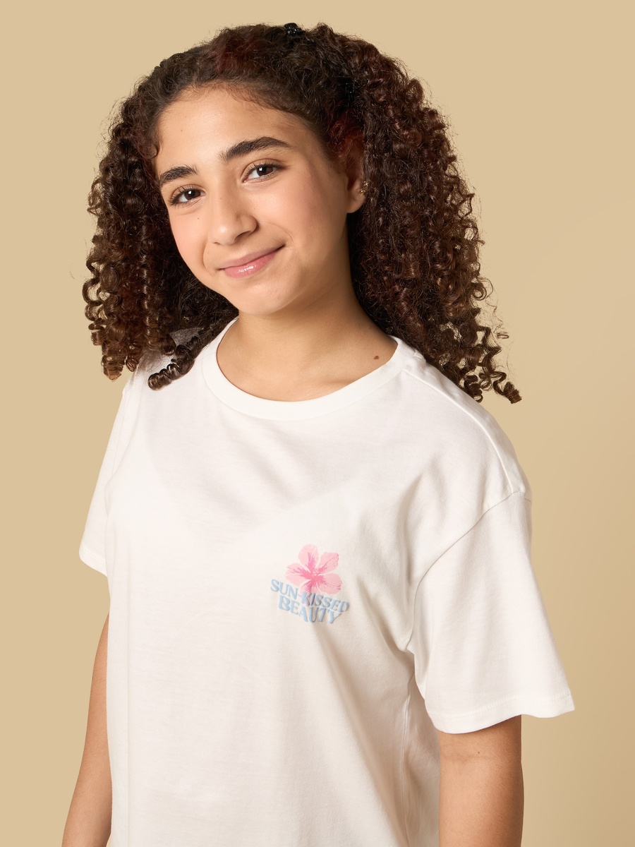 Hibiscus Print Oversized Cotton T-Shirt