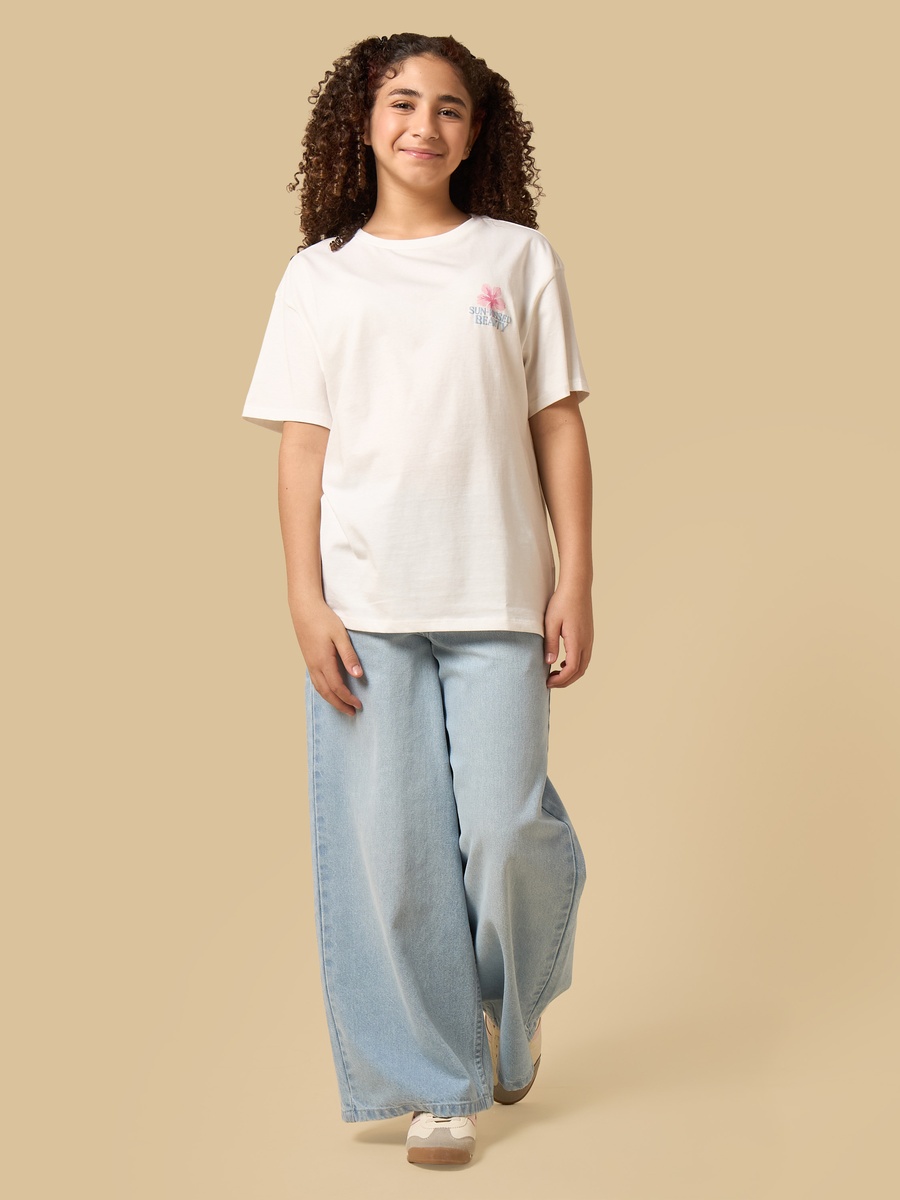 Hibiscus Print Oversized Cotton T-Shirt