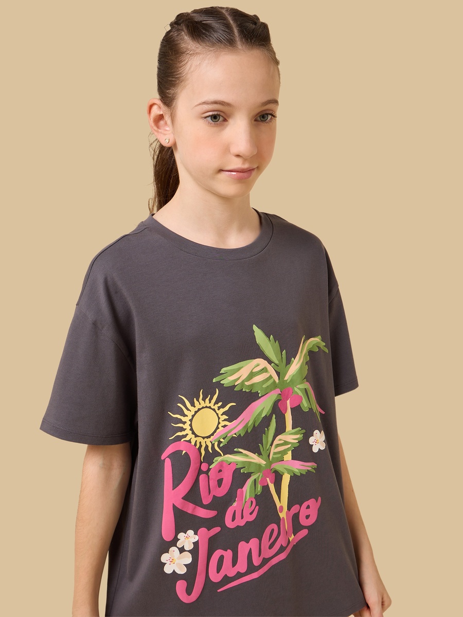 Rio de Janeiro Print Oversized Cotton T-Shirt
