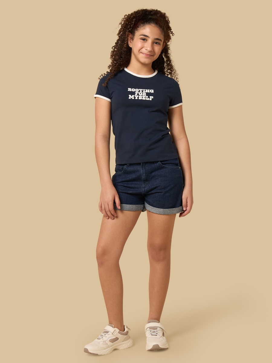 Slogan Print Cotton T-Shirt