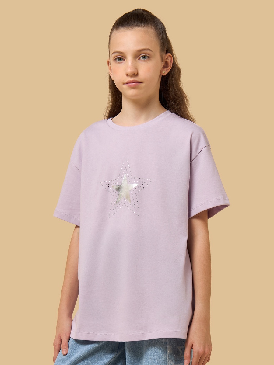 Star Foil Print Oversized Cotton T-Shirt