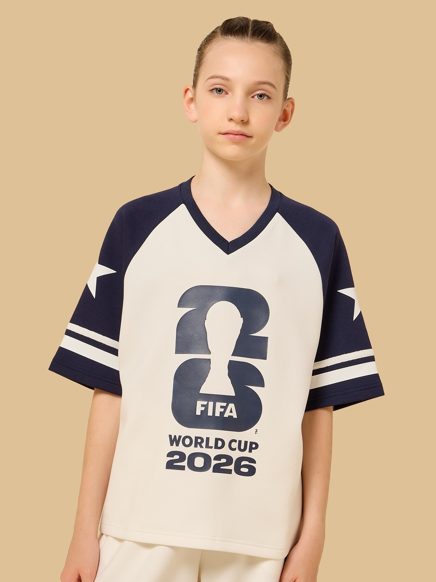 Contrast Raglan Sleeves Oversized V Neck Cotton T-Shirt