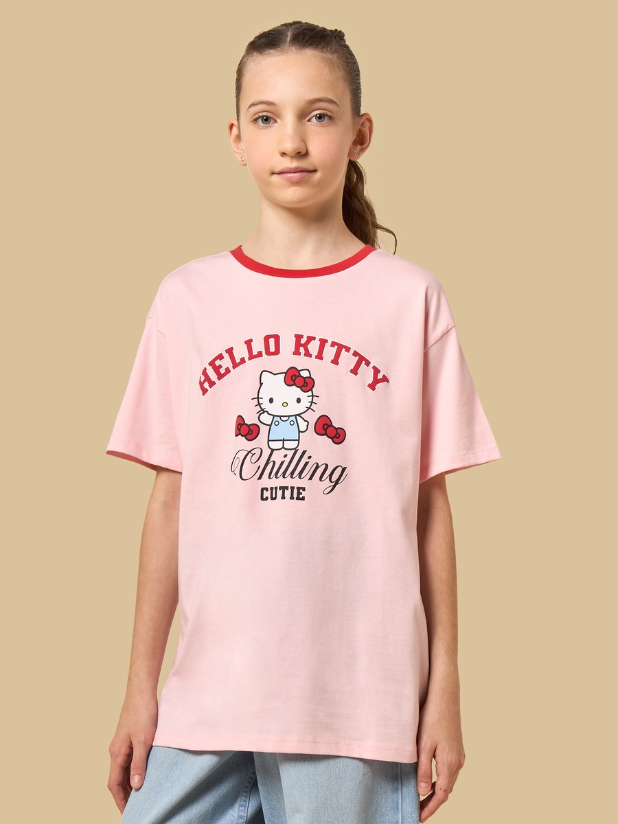 Hello Kitty Print Oversized Cotton T-Shirt