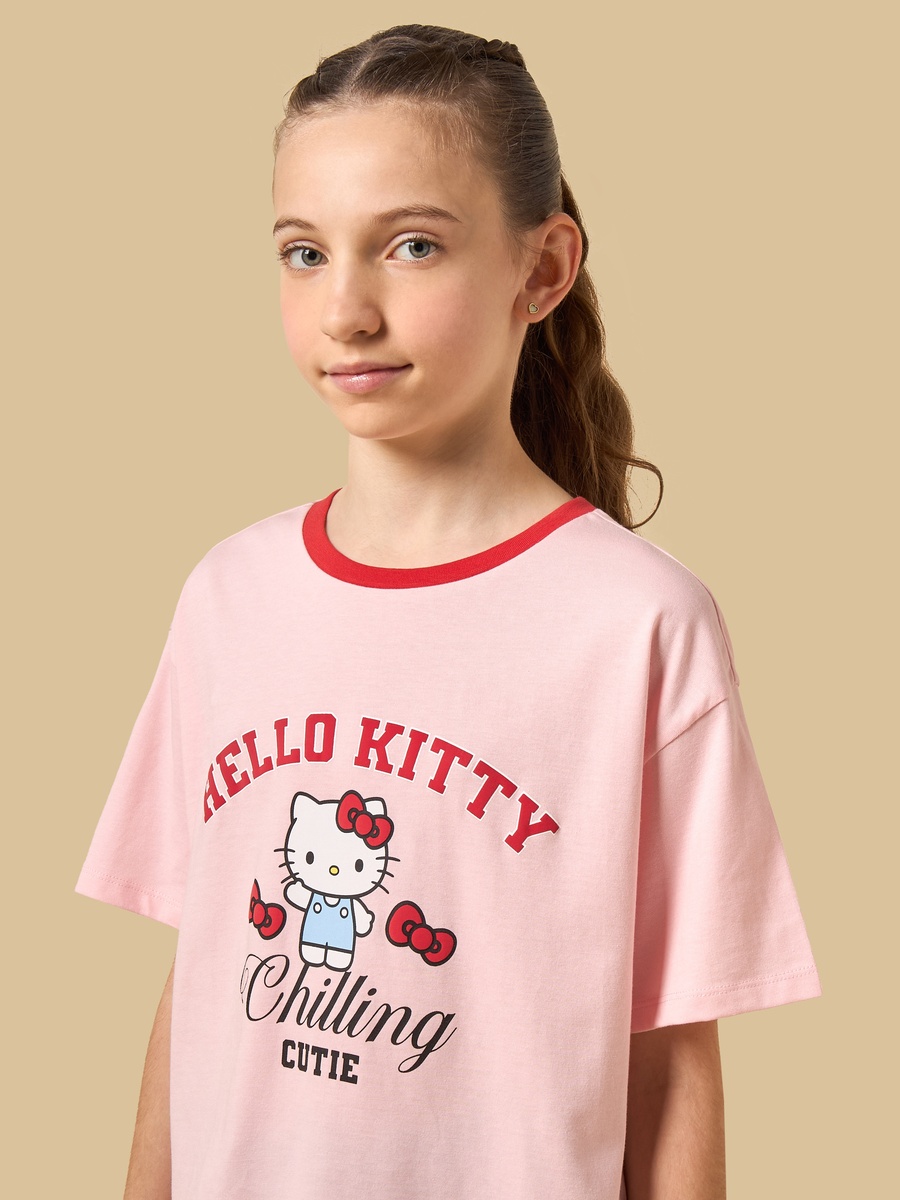 Hello Kitty Print Oversized Cotton T-Shirt