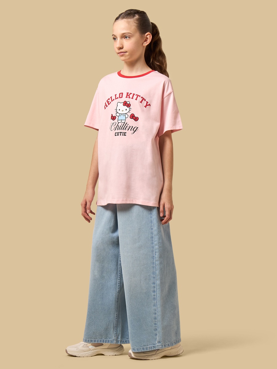 Hello Kitty Print Oversized Cotton T-Shirt