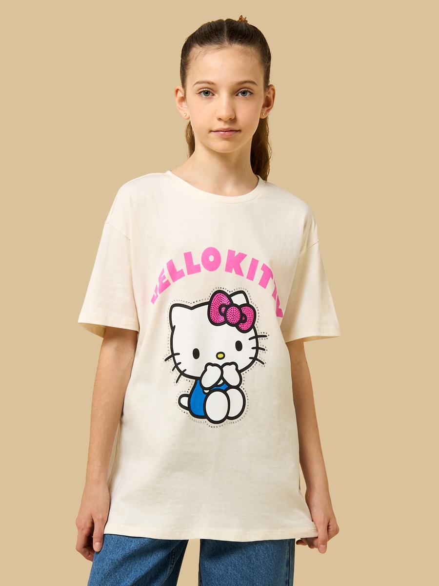 Hello Kitty Embellished Oversized T-Shirt