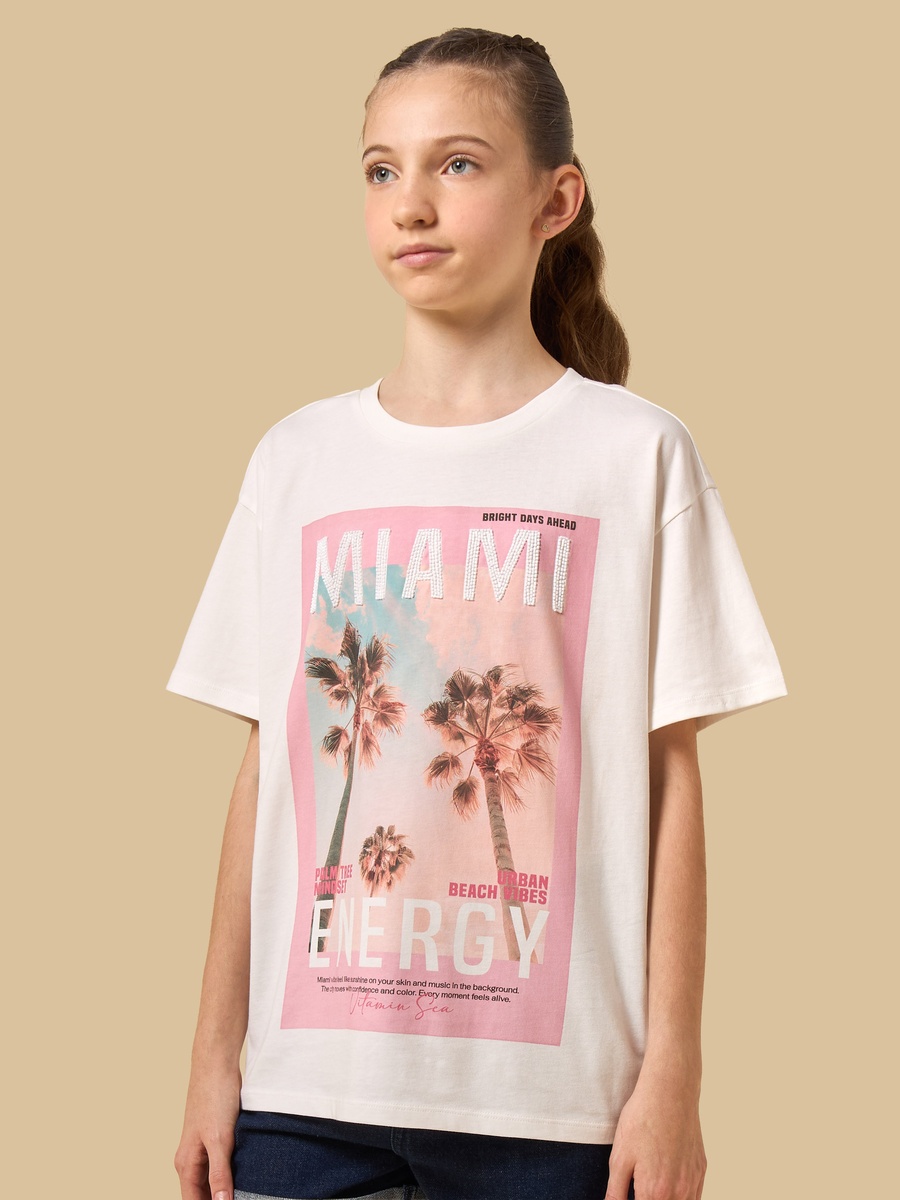 Miami Print Oversized Cotton T-Shirt