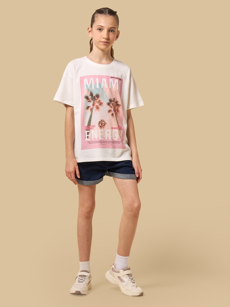 Miami Print Oversized Cotton T-Shirt